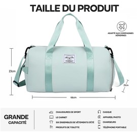 Travel Bag with Shoe Compartment & Wet Compartment Swimming Bag Lightweight Training Bag Gym Bag Travel Duffel Bags Overnight Bag Lightweight Waterproof Sports Bag Travel Bag for Air Travel, Green,