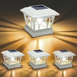 VOLISUN - Paquete de 4 luces solares para postes para exteriores, con bombillas LED Edison, 2 ajustes de brillo, luces para poste de vall...