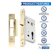 XFORT® Polished Brass Euro Profile Sashlock 75mm, Euro Sash Lock