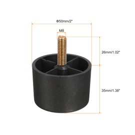 sourcing map 4 Pcs M8 x 1.4 x 2 Inch Furniture Legs, Plastic Sofa Couch Legs Tapered Replacement Legs Tapered Feet for Chair Sofa Dresser Cabinets Bed, Black