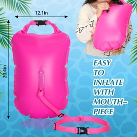 Seenelling 2 Pack Swim Buoy Swim Bubble Safety Float Highly Visible Buoy Float with Adjustable Waist Belt Watertight Dry Bag for Swimming Triathletes Train Kayakers Snorkeler(Rose Red)