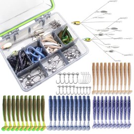 FREGITO 5 Arms Alabama Umbrella Rig Fishing Bass Kit Fishing Lures Bait Rigs for Lures with Soft Swimbait and Jig Hooks Trout Salmon Freshwater（62pcs）
