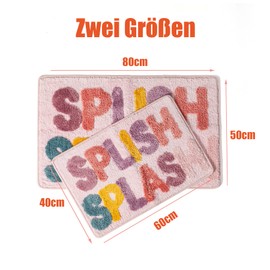 Freyamy TPR rutschfest Badteppich für Kinder,Weicher Plüsch Mikrofaser Badezimmermatte Super-saugstark Kurzer Plüschteppich,Splish Splash Badematte,Waschbar für Küche Fußmatte(50x80CM)