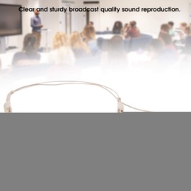 fasient1 3.5mm Headset Microphone, Mini Portable Binaural Hanging Condenser Microphone Headband Mic for Bodypack Transmitter for Stage Church Leturer - Beige