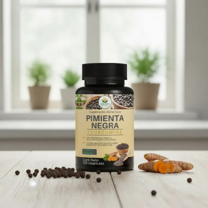 Pimienta Negra Curcumina Suplemento Alimenticio 120 Caps Sin Sabor