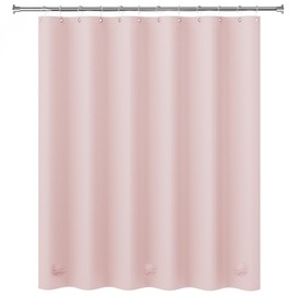 AmazerBath Light Pink Shower Curtain Plastic 72x72 Inches, Premium PEVA Shower Curtain Pink, 8G Heavy Duty Shower Curtains for Bathroom with 3 Big Weighted Stones and 12 Rustproof Grommets
