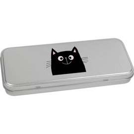 'Happy Black Cat' Metal Hinged Stationery Tin/Storage Box (TT00252289)