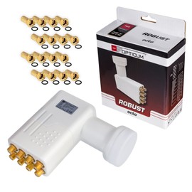 HB-DIGITAL Octo LNB 8-Way LNC Robust Opticum Red Head for 8 Participants Direct LTE Protected Satellite Satellite Full HD TV 3D 4K UHD Gold-Plated Weather Protection