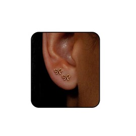 Trendy Gold Bow Earrings for Women,14K Gold Plated Hypoallergenic Simple Minimalist Small Bow Stud Gold Jewelry Gifts