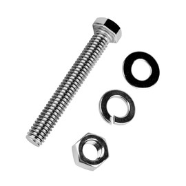 SZJIUZYD 6Sets 5/16-18 x 5" Hex Head Bolts Screws with Hex Nuts and Thick Flat & Lock Washers, 304 Stainless Steel, UNC Coarse Thread, Silver Finish
