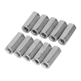 Pack of 10 Spacers Galvanised Carbon Steel Long Hex Nut Screw Connection Nut Industrial Construction Fasteners (M6 x 25)