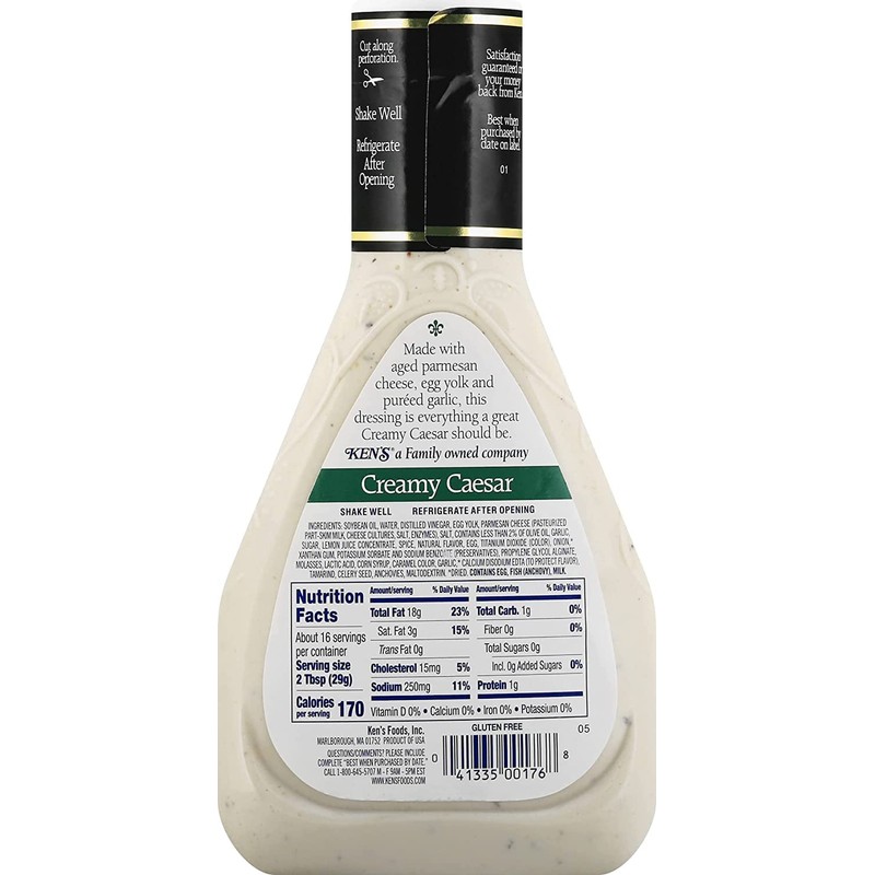 Ken's Steak House, Creamy Caesar Dressing, 16 Fl Oz (Pack