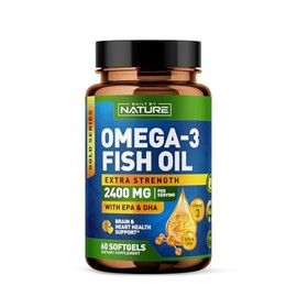 Built by Nature Fish Oil 2400mg with EPA & DHA - Omega 3 Supplement - Supports Heart & Brain Health - Sustainably Sourced Wild Sardines - 60 Softgels