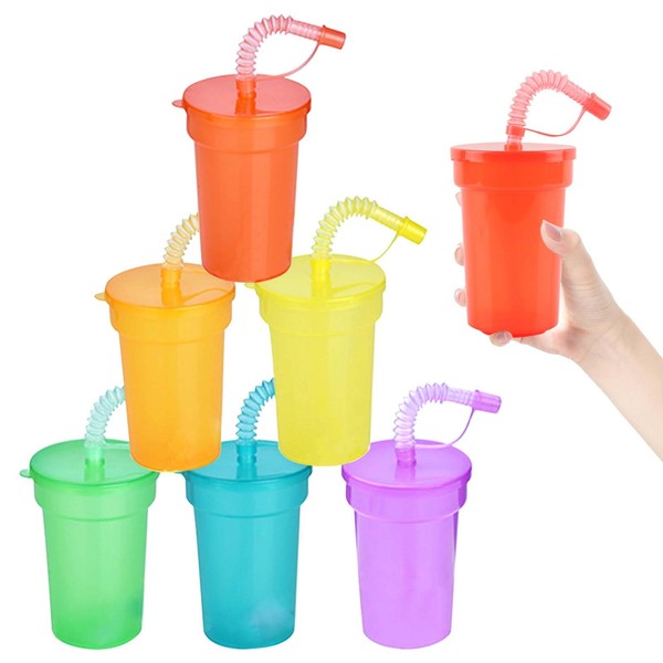 shallyong Pack of 6 Children's Party Cups, Reusable Plastic Cups