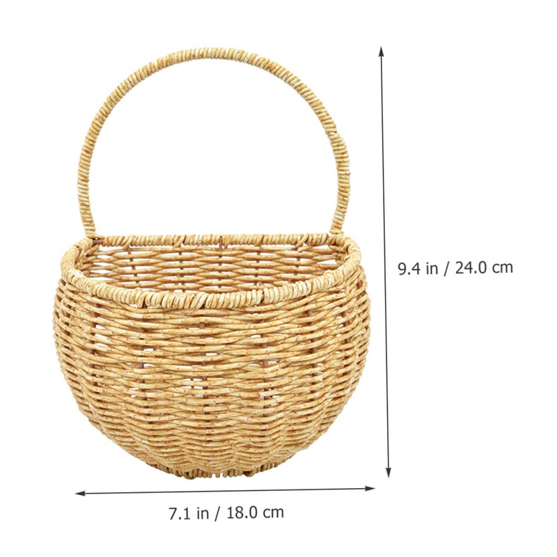 BUGUUYO Handwoven Wall Mounted Vegetable Basket Woven Holder for Kitchen