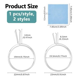 DICOSMETIC 2Pcs Wedding Ring Try-on Tool Ring Size Measuring Tool Aluminium Alloy Ring Gauge Tool Jewelry Sizing Tool 4 Prong Ring Settings (2 Sizes, Platinum)