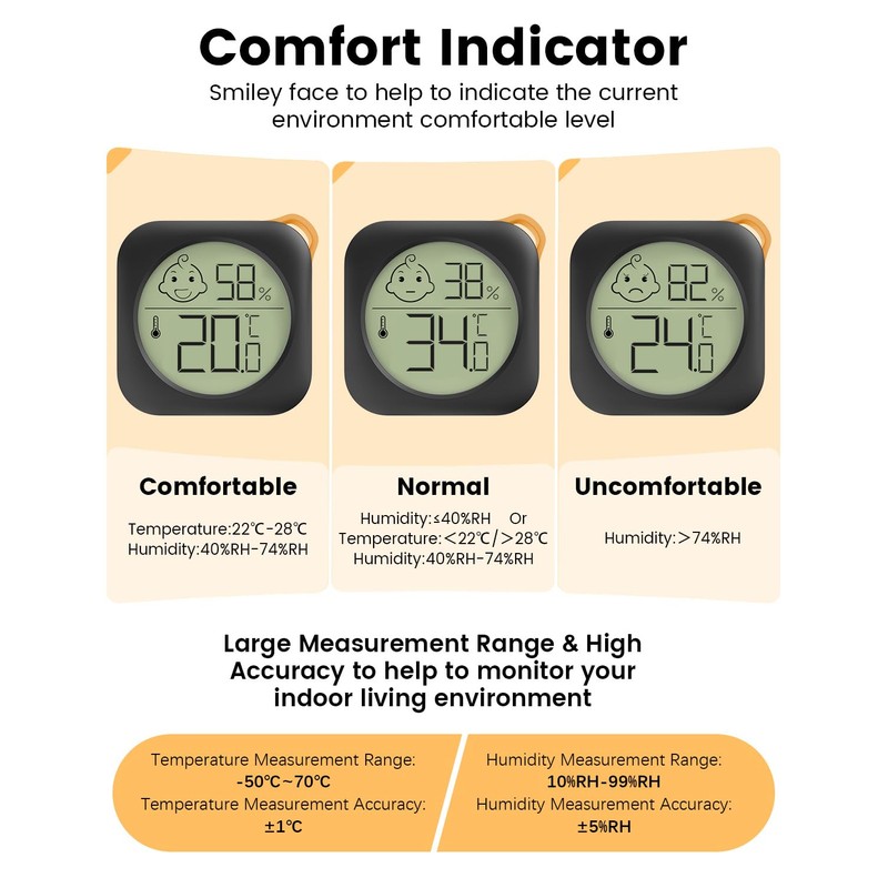 Compact Hygrometer Thermometer Indoor Digital Mini Ambient Room Temperature Monitor