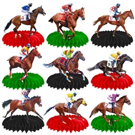 Horse Racing Honeycomb Centerpieces 12Pieces Horse Racing Table Decorations Horse Racing Party Horserace Derby Day Supplies for Equestrian Theme Race Horse Birthday Decor