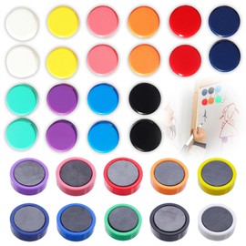 Pack of 20 Colourful Magnets for Whiteboard and Fridge - Decorative Round Magnets in 10 Colours (Red, Orange, Yellow, Blue, Black, Pink, Green, Grey, Purple, White)