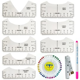 T-Shirt Alignment Ruler, Pack of 8 T-Shirt Ruler Guide T-Shirt Centering Alignment Tool for V-Neck, Crew Neck, Adult, Youth Design