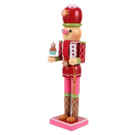 Operitacx Unique Gingerbread Man Nutcracker Soldier Figurine Made of Wood, European-style Home Decor Enhancing Aesthetics and Reliability, for Christmas and Seasonal Shelf Display