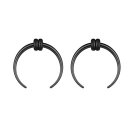 ZS Pack of 2 Pincher Tapers Septum Rings 2G 4G 6G 8G 10G 14G 16G Black Buffalo Horseshoe Stretcher Expander Piercing for Stretching Pierced Nose Ear Gauges, Stainless Steel