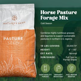 Nature's Seed Northern Horse Forage Mix, Equine Pasture Grass Seed Nutrition Blend, 10 lbs
