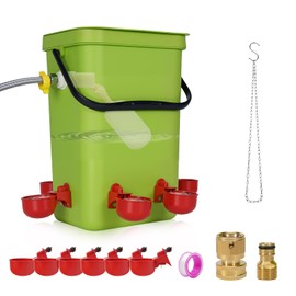 3.2 Gallon Chicken Waterer，Automatic Poultry Waterer Feeder with Float Valve,Hanging Automatic Chicken Water with Hose (One End 3/4") Poultry Waterer Dispenser for Quail Duck Goose Turkeys