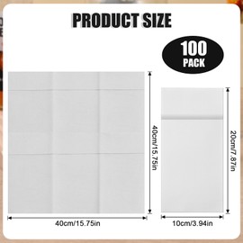 100 Pcs Disposable Linen Feel Dinner Napkins - Premium White Napkin Disposable with Built-in Utensil Pocket, Party Napkins for Party & Events, Elegant (Paper, White)