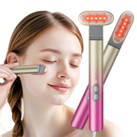 7 in 1 Red-Light-Therapy，Red Light Therapy for Face Eye Skincare Equipment at Home，Red for Skincare & Blue Rejuvenation Tool (Gradient Purple Pink) (Black)