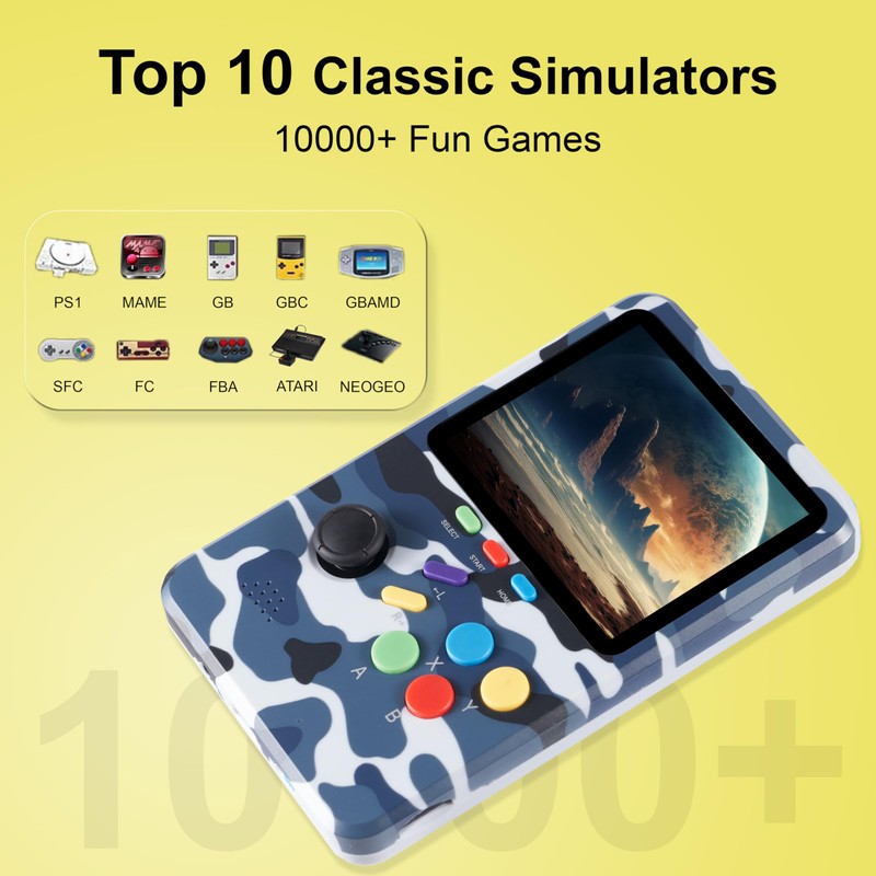 WeLohas Gaming Console,10 Classic Emulator,Electronic 3D Game Consoles,10000+ Video Games