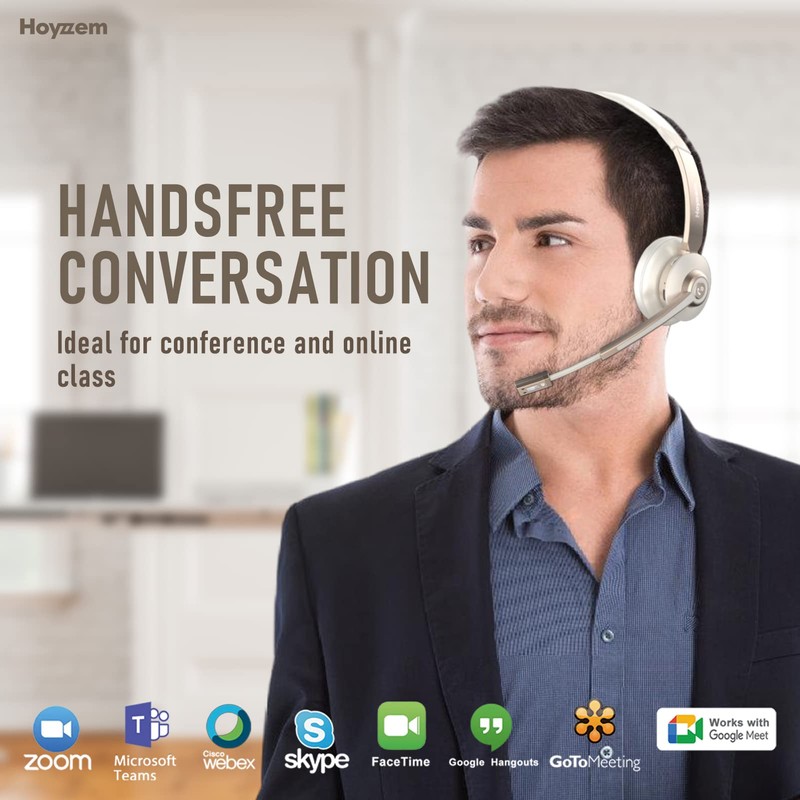 Bluetooth Headset, Wireless Headphones with Microphone Noise Canceling & USB