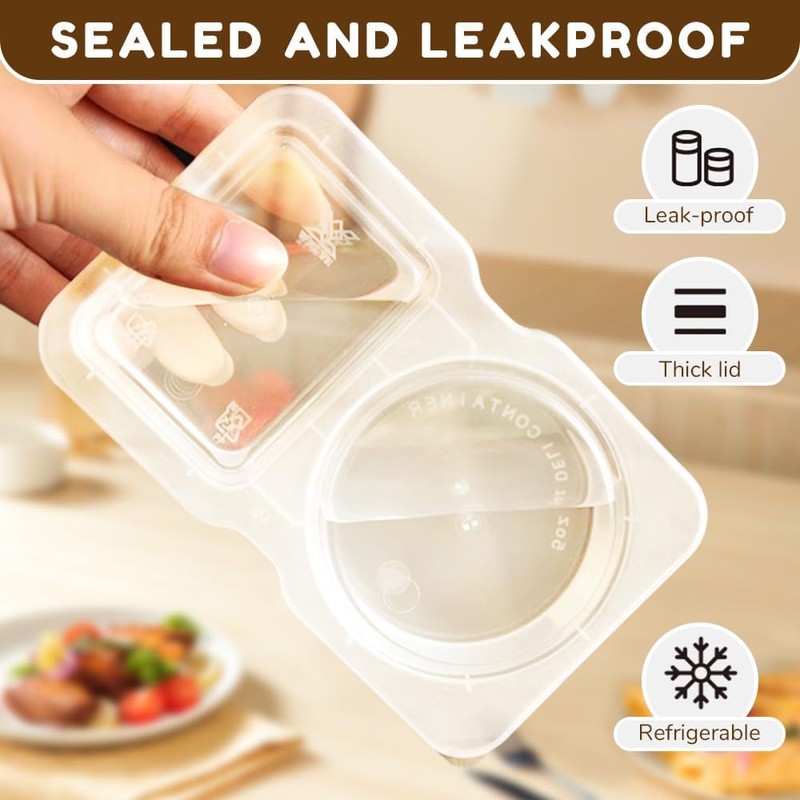 DEJIN 20Pcs Boxed Reusable Snack Containers with Lids, Double Compartment