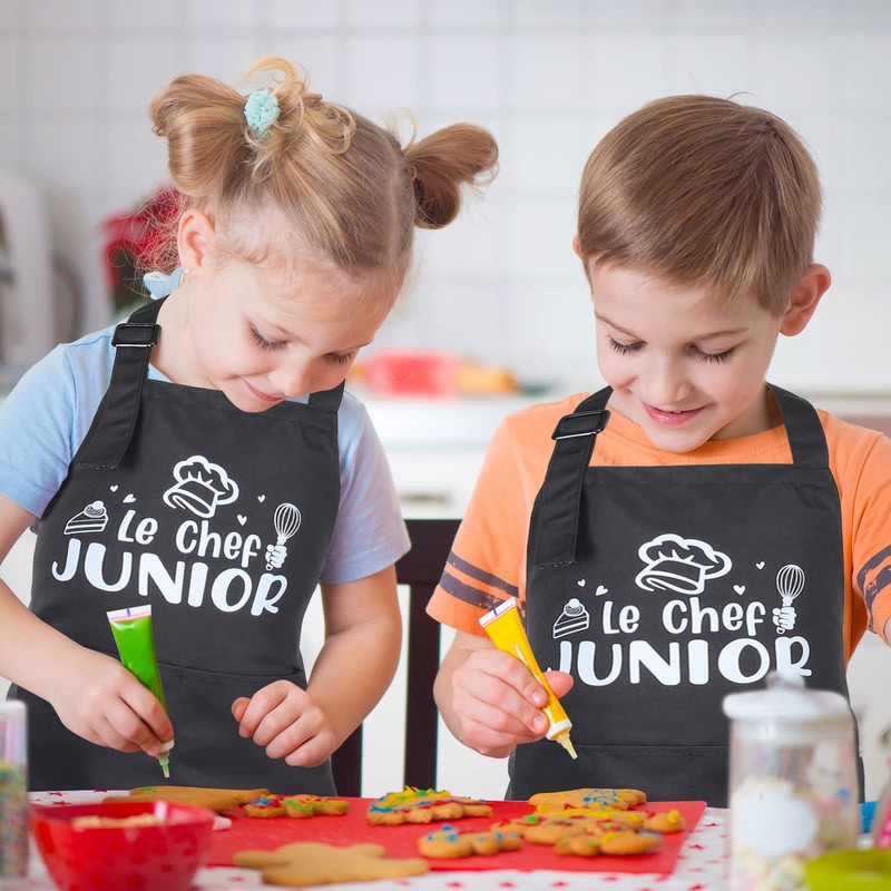 Halinuia Kinder Küchenschürze Wasserfest Verstellbar Le Chef Junior mit 2