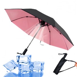 2-in-1 USB Rechargeable Cooling Umbrella with Built-In Fan | UV Sun Protection & Portable Design for Outdoor Activities (Pink)