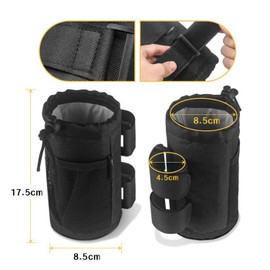 Ginhkok Bicycle Drink Holder Bike Bottle Holder Bottle Cage Drink Holder Handlebar Bag Water Bottle Holder PET Bottle Holder Insulated Angle Adjustable Portable Storage with Mesh Pocket 360 Degree