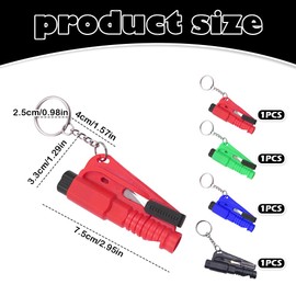 PMTFUMY 4 Pcs Car Window Breaker Keychain,car window breaker, window breaker and seat belt cutter,3-in-1 Glass Breaker, Seatbelt Cutter & Survival Whistle, Tool for All Cars