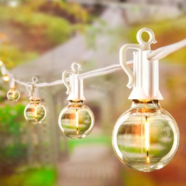 Brightown 60 Feet LED Outdoor String Lights with Shatterproof G40 Edison Bulbs, Connectable and Weatherproof Strand, Commercial Grade Patio Lights for Backyard Garden Patio Decorative, White