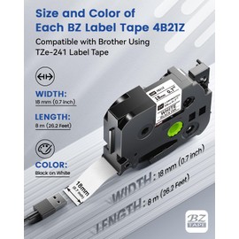 EazeID 18mm Label Tape Compatible with Brother P Touch Tze TZ Tape 18mm 0.7 Inch Laminated White TZe-241 TZe241 3/4 Inch for PTouch PTD410 PT-D400 PT-D610BT PTD600 Label Maker, 3 Pack Black on White