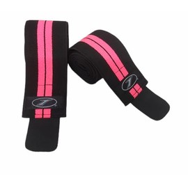 Vendas para Rodilla, Knee Wraps, Rodilleras Ajustables para Prevención de Lesiones, Levantamiento de Pesas (Negro Con Rosa, 1.6 Metros)