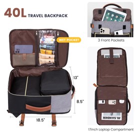 LOVEVOOK Travel Backpack, Carry On Backpack for Women, 40L Flight Approved Personal Item Backpack, Large Water Resistant Luggage Daypack with 3 Packing Cubes, fits 17inch Laptop, Grey-Black-Brown
