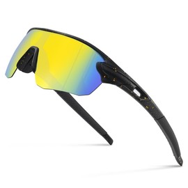 suoso Sports Glasses Bicycle Glasses Men Women Polarised Sunglasses Sunglass Men Women UV400 Protection Fast Glasses Rave, e-Black Yellow