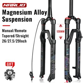 NANLIO Mate Bicycle Suspension 29 Inch Air Fork Rebound Adjustment MTB Straight Manual Lock Mountain Fork for Bike QR 100x9MM (MATE-29Straight-manual)