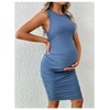 MakeMeChic Women's Maternity Tank Dress Sleeveless Ruched Rib Knit Bodycon