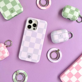 VELVET CAVIAR Compatible with AirPods 4 Case with Keychain - Cute Protective Hard AirPod 4th Generation Cases for Women - Lilac Checkered