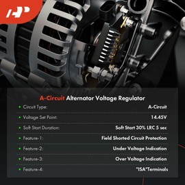 A-Premium Alternator Voltage Regulator Compatible with Ford Taurus 1994-2000 & Mercury Sable 1994-1999, Tracer 1997/1999, 3.0L 3.8L, 14.5V A-Circuit 14.45 Vset