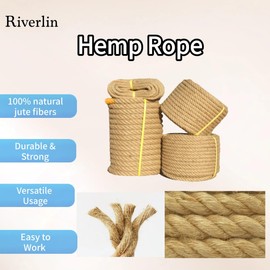 Jute Rope (4/5inchX 50ft) Twisted Hemp Rope for Crafts， Landscaping, Home Décor, Tug of War Ropes，Swing，and Gardening, Strong, and Durable (4/5inchX 50ft)