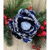 BWG Clip On Midnight/Navy Blue Rose Flower Christmas Tree Decorations