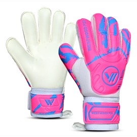 WESTWOOD FOX Goalkeeper Gloves,Finger Protection Soccer Goalie Gloves for Kids,Youth,Adults,Heavy Grip Palm with Dumbo latex 4+3 mm,Wrist Support (PINK-WHITE, Size 10 suitable for Adult-L)