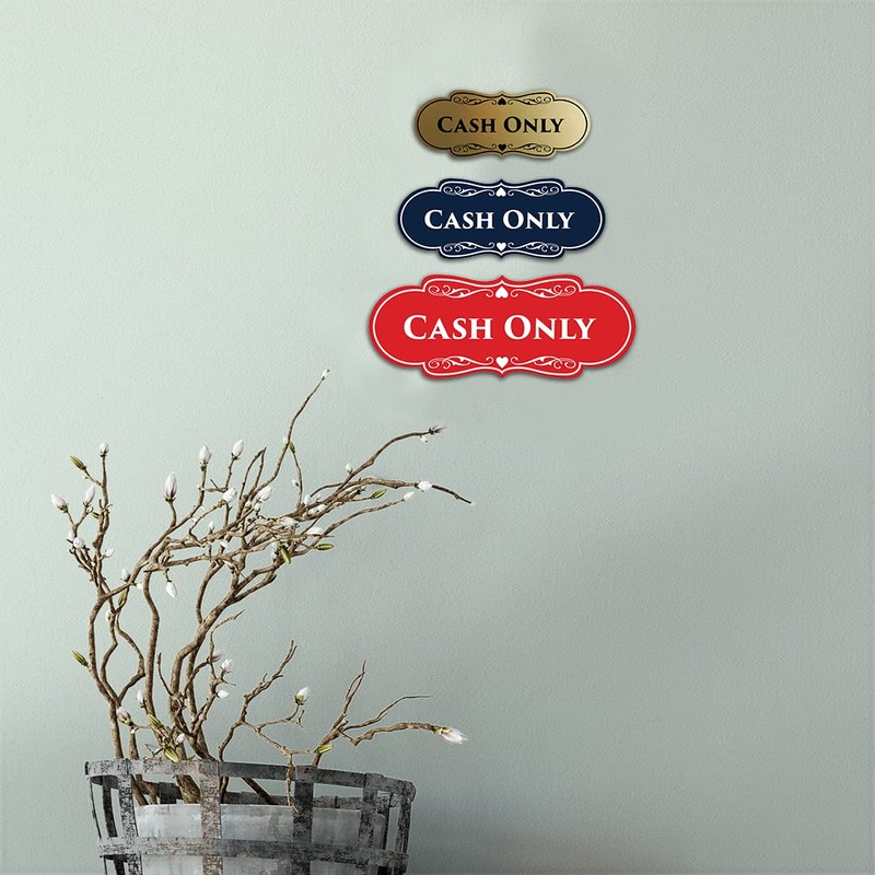 Designer Cash Only Sign (Black/Gold) - Small